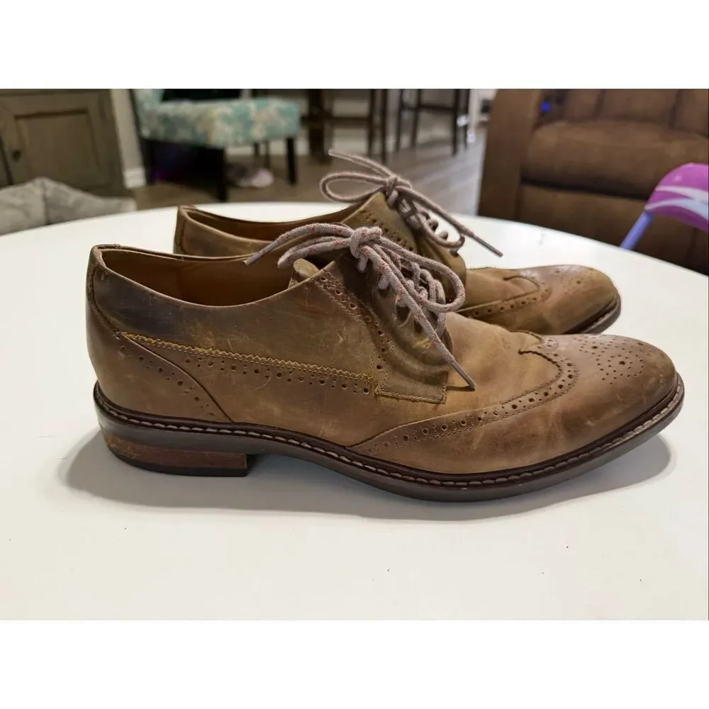 Cole Haan Men's Size 11 Brogue Oxford Shoes Light Brown Lace Up Preppy Office